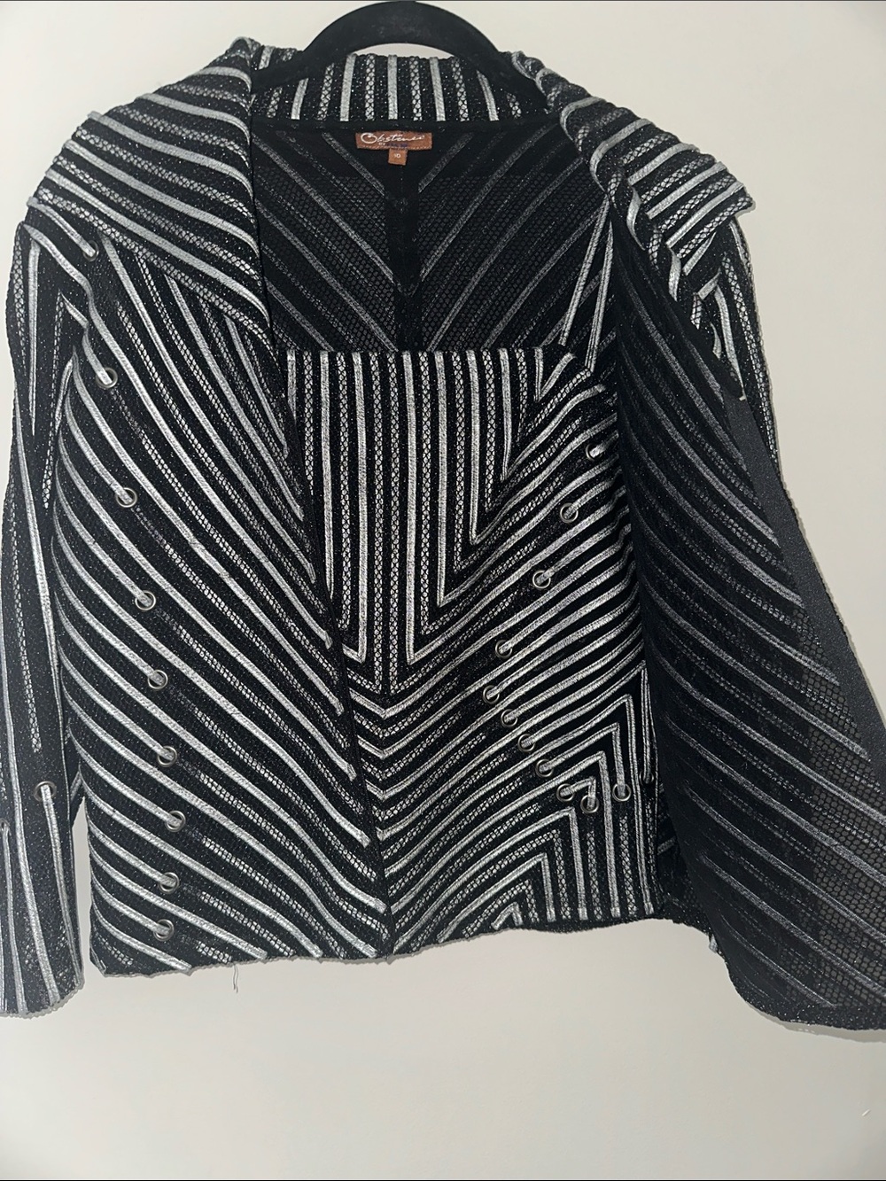 Unique 2pc matching tank & jacket with Silver Stripes metallic detailing